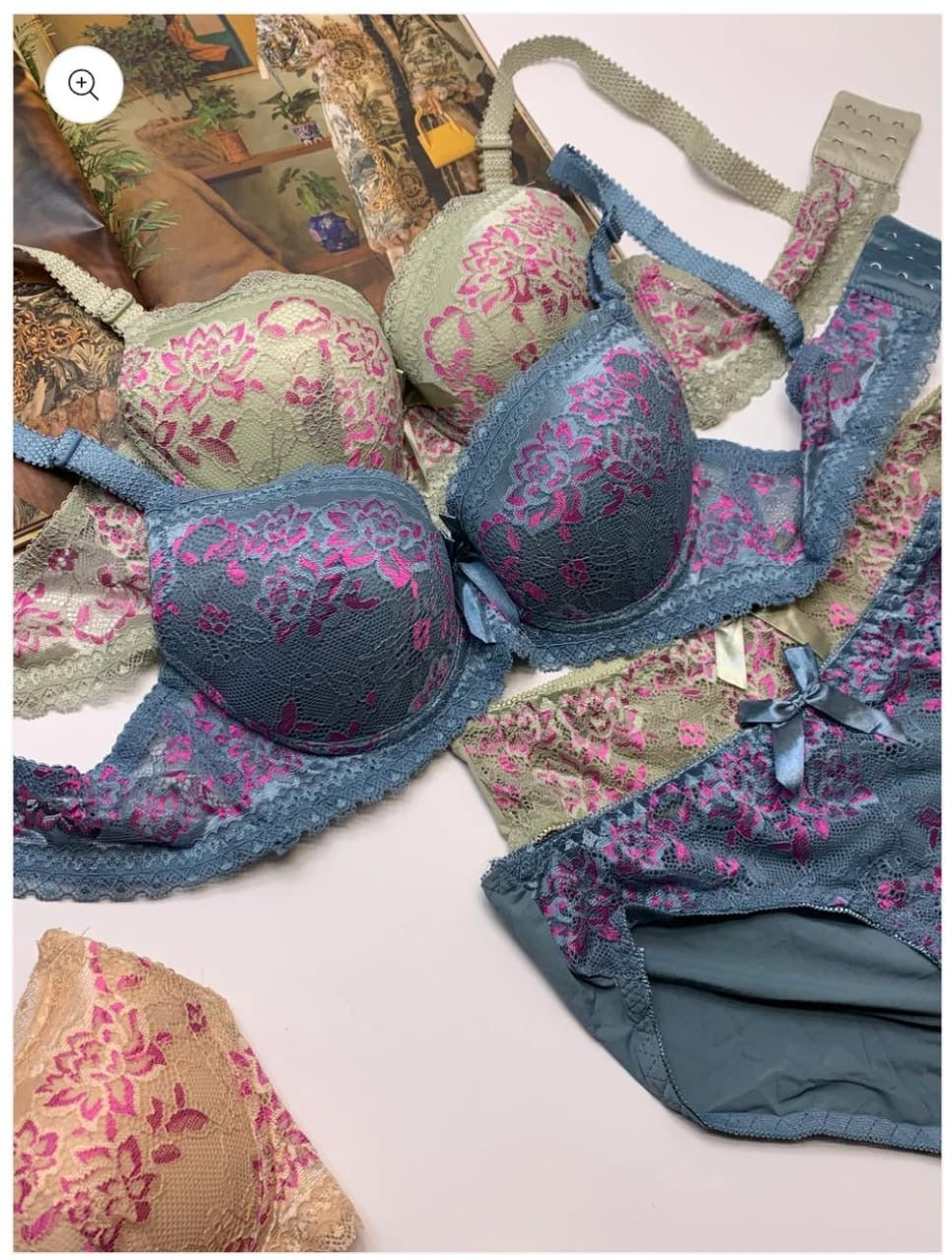 Fancy Padded Pushup Wire Bra and Panty Set