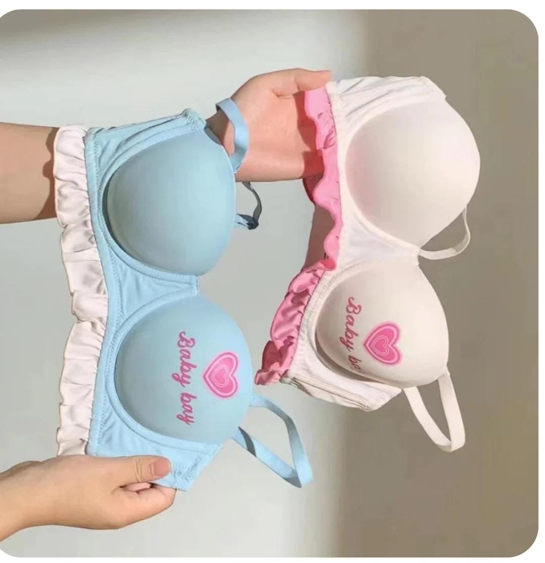 Flourish Baby Bay Pastel Ruffle Bra & Panty Set – Cute Printed, Soft Padded & Comfortable Lingerie for Girls