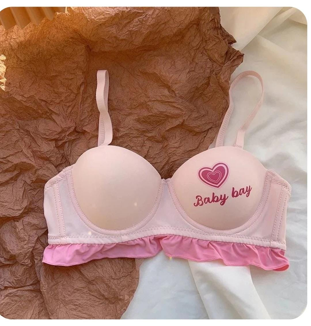 Flourish Baby Bay Pastel Ruffle Bra & Panty Set – Cute Printed, Soft Padded & Comfortable Lingerie for Girls