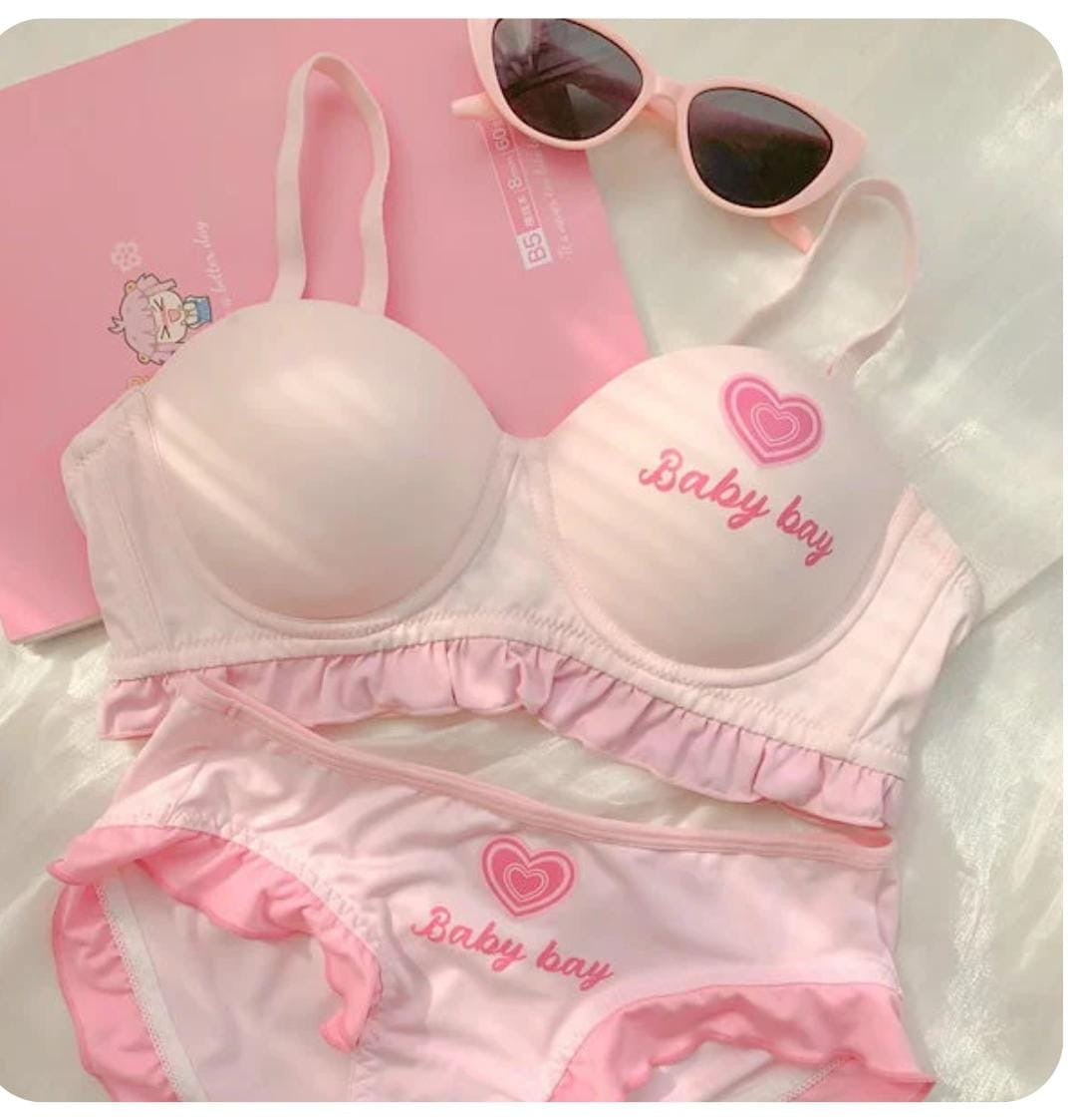 Flourish Baby Bay Pastel Ruffle Bra & Panty Set – Cute Printed, Soft Padded & Comfortable Lingerie for Girls