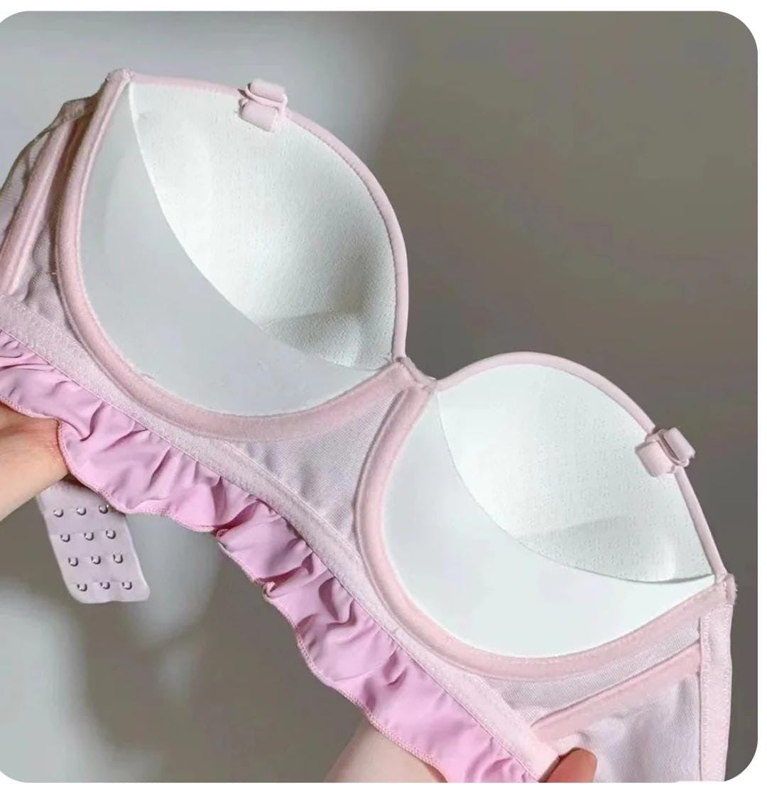 Flourish Baby Bay Pastel Ruffle Bra & Panty Set – Cute Printed, Soft Padded & Comfortable Lingerie for Girls