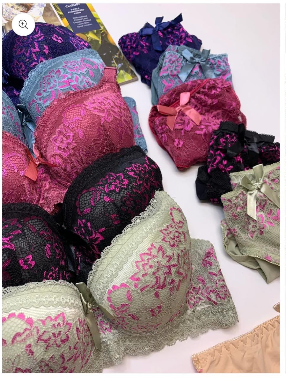 Fancy Padded Pushup Wire Bra and Panty Set