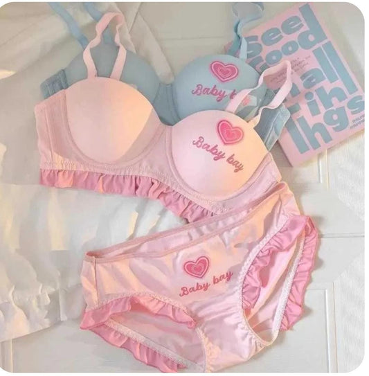 Flourish Baby Bay Pastel Ruffle Bra & Panty Set – Cute Printed, Soft Padded & Comfortable Lingerie for Girls