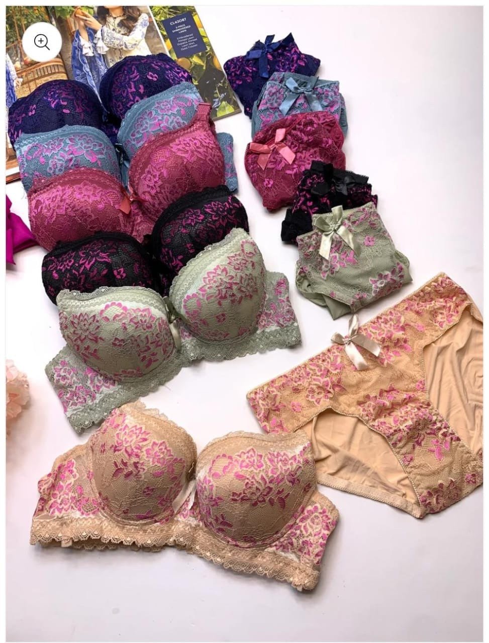 Fancy Padded Pushup Wire Bra and Panty Set