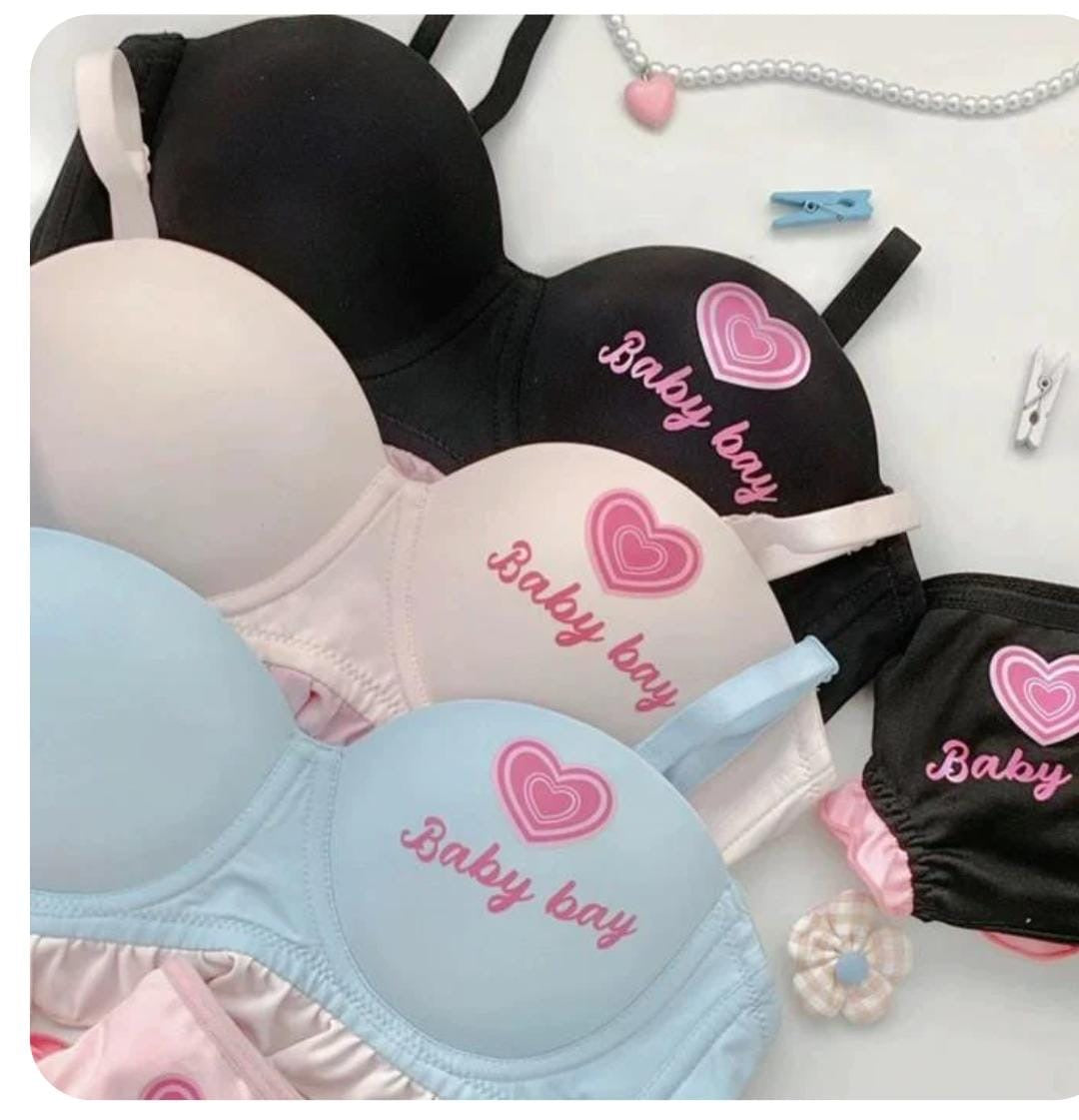 Flourish Baby Bay Pastel Ruffle Bra & Panty Set – Cute Printed, Soft Padded & Comfortable Lingerie for Girls