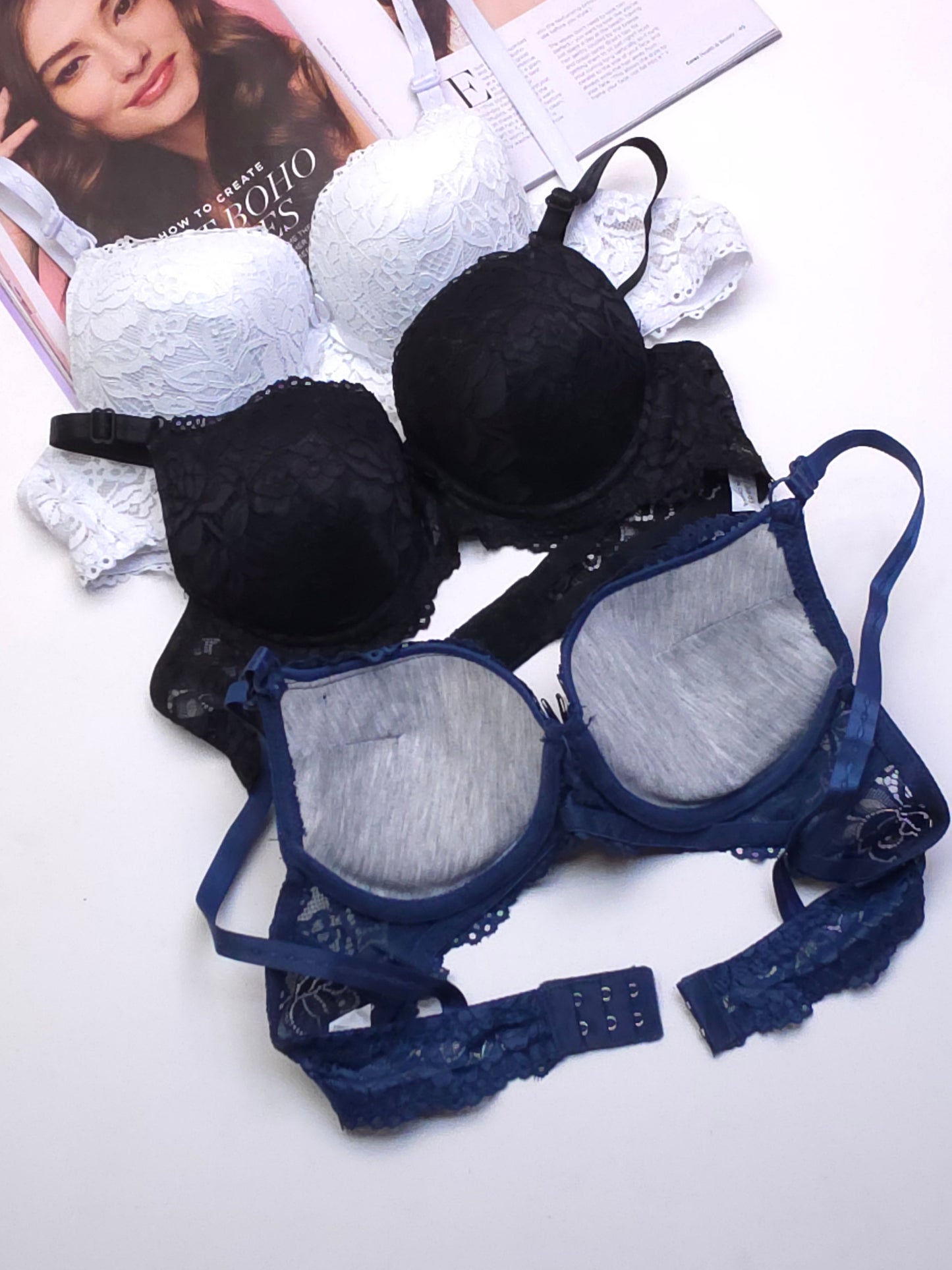 Bridal Double Padded Push-up Lace bra (136)