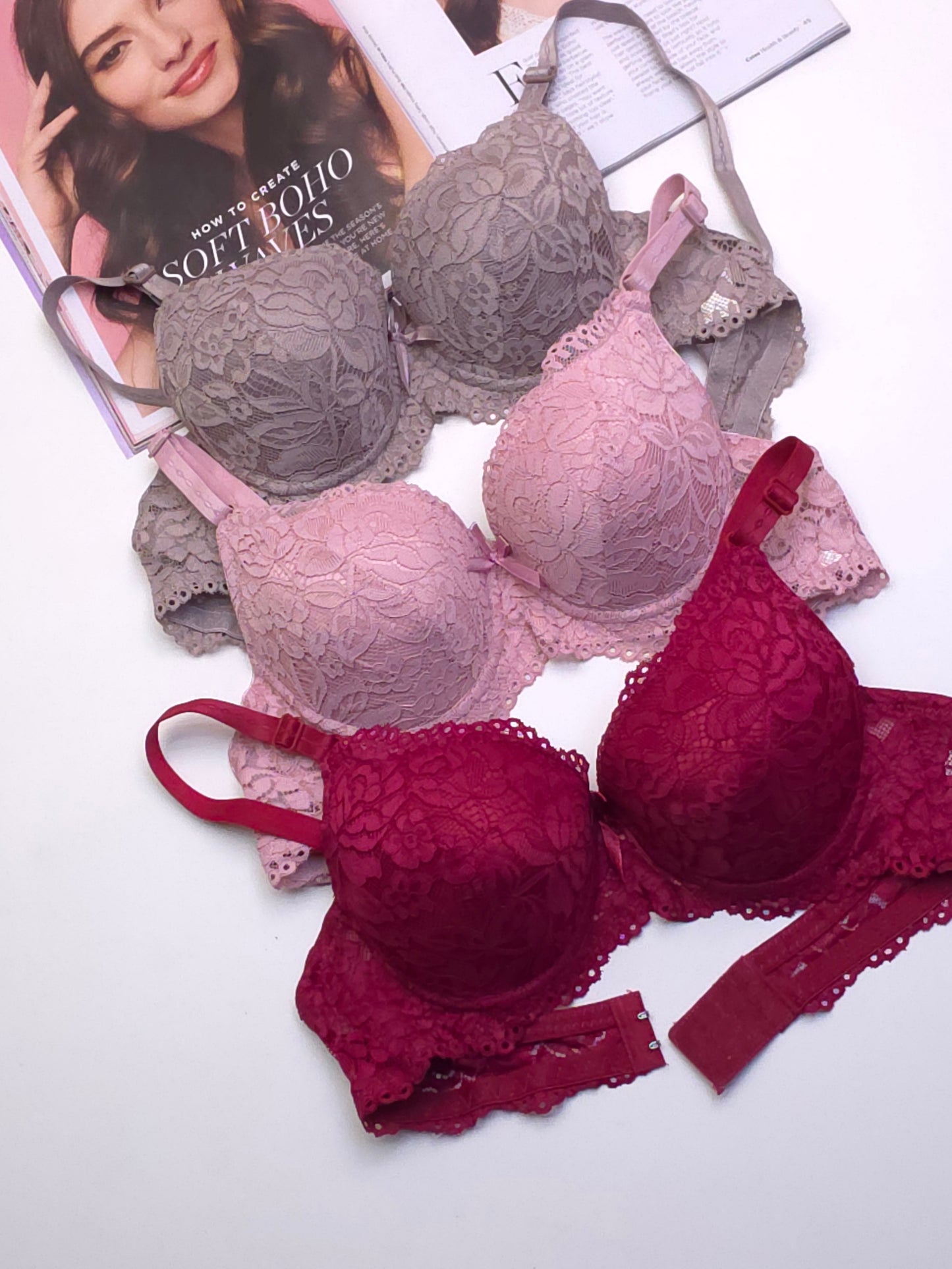 Bridal Double Padded Push-up Lace bra (136)